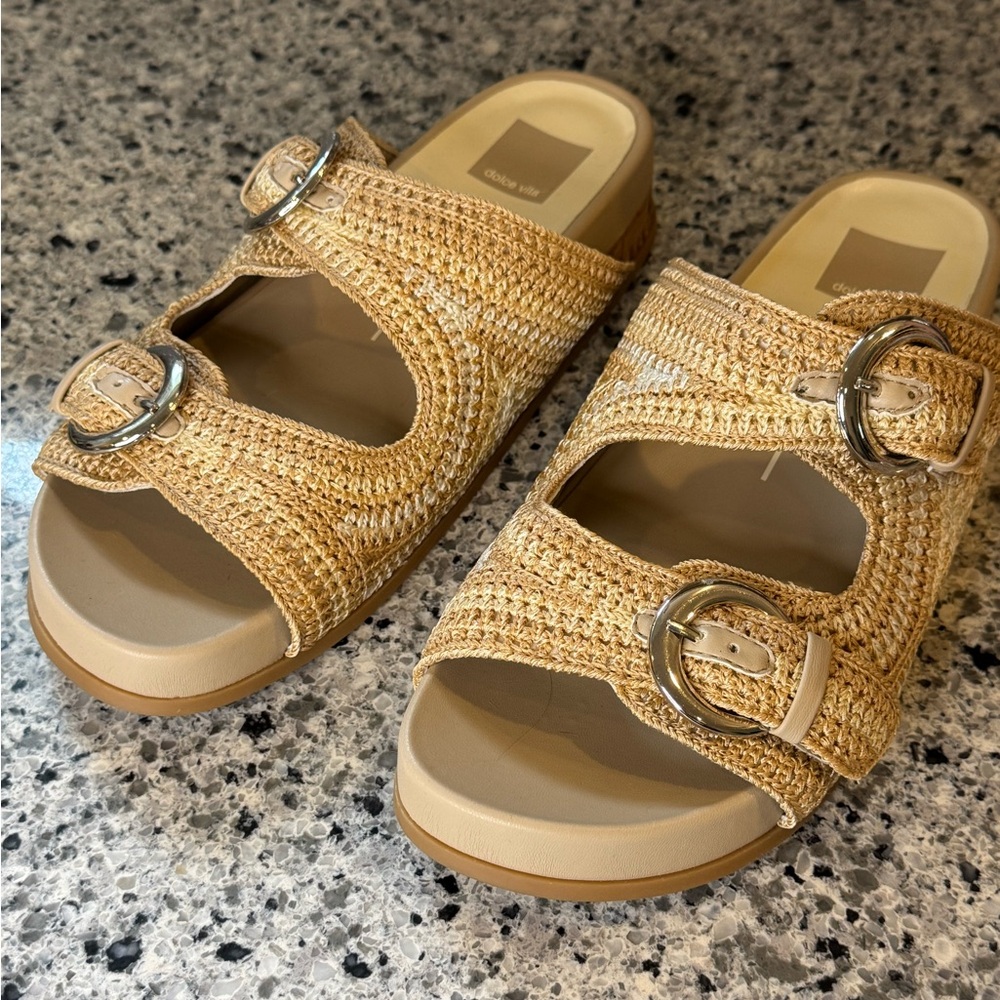 Dolce Vita crochet tan/cream sandals